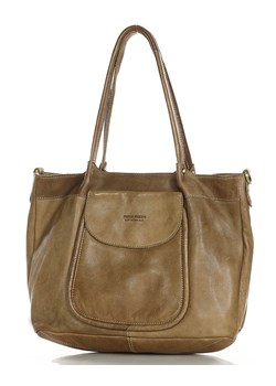 Skórzana torba typu shopper bag - MARCO MAZZINI beż taupe ze sklepu Verostilo w kategorii Torby Shopper bag - zdjęcie 165746173