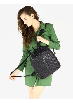 Skórzany plecak dwukomorowy damski - MARCO MAZZINI czarny ze sklepu Verostilo w kategorii Plecaki - zdjęcie 165746191