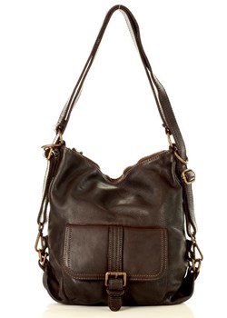Torba skórzana dla wymagających z opcją plecak old school leather bag - MARCO MAZZINI ciemny brąz caffe ze sklepu Verostilo w kategorii Plecaki - zdjęcie 165746382