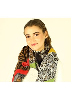 Stylowy szal damski ze wzorem MAZZINI multi brąz ze sklepu Verostilo w kategorii Szaliki i chusty damskie - zdjęcie 165746650