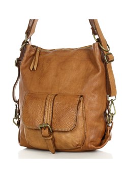 Torba skórzana dla wymagających z opcją plecak old school leather bag - MARCO MAZZINI camel ze sklepu Verostilo w kategorii Listonoszki - zdjęcie 165746843