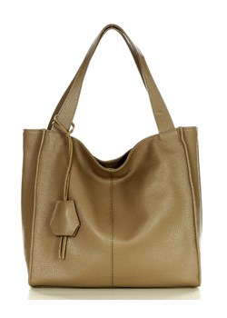 Modna torebka damska skórzany shopper bag - MARCO MAZZINI Portofino Max beżowy taupe ze sklepu Verostilo w kategorii Torby Shopper bag - zdjęcie 165746901