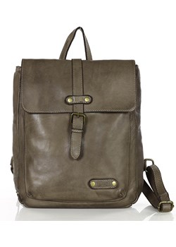 MARCO MAZZINI Miejski plecak skórzany old look handmade leather ciemny beż taupe ze sklepu Verostilo w kategorii Plecaki - zdjęcie 165746991