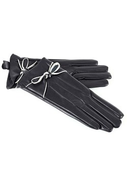 Rękawiczki damskie ŚCIAGANE SZNURECZKIEM W KOKARDE czarne ze sklepu Verostilo w kategorii Rękawiczki damskie - zdjęcie 165747161