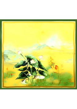 Jadwabna apaszka damska 100% pure silk - MARCO MAZZINI natura zielony ze sklepu Verostilo w kategorii Szaliki i chusty damskie - zdjęcie 165747562