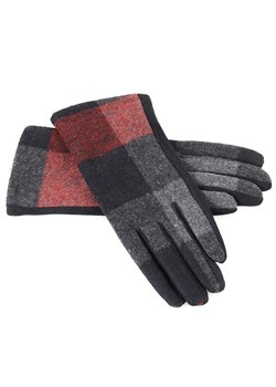 Rękawiczki damskie w kratę z bawełną - MARCO MAZZINI - czerwone ze sklepu Verostilo w kategorii Rękawiczki damskie - zdjęcie 165747840