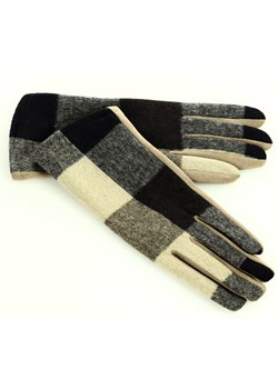 Rękawiczki damskie w kratę z bawełną - MARCO MAZZINI beż ze sklepu Verostilo w kategorii Rękawiczki damskie - zdjęcie 165747900