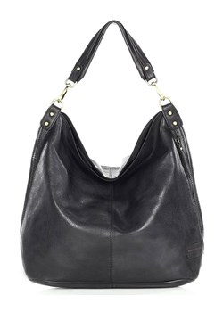 Duża torba worek na ramię skórzana - MARCO MAZZINI czarna ze sklepu Verostilo w kategorii Torby Shopper bag - zdjęcie 165748162