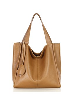 Modna torebka damska skórzany shopper bag - MARCO MAZZINI Portofino Max camel ze sklepu Verostilo w kategorii Torby Shopper bag - zdjęcie 165748223
