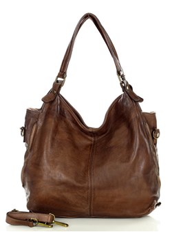 Torba skórzana wysokogatunkowa na ramię styl miejski shoulder leather bag - MARCO MAZZINI czekoladowy brąz ze sklepu Verostilo w kategorii Torby Shopper bag - zdjęcie 165748501