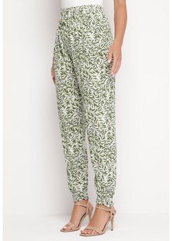 Zielone Spodnie z Wiskozy z Gumką w Pasie Lunamia ze sklepu Born2be Odzież w kategorii Spodnie damskie - zdjęcie 165750632
