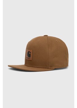 Carhartt WIP czapka z daszkiem bawełniana Logo Cap kolor brązowy z aplikacją I023099.HZXX ze sklepu PRM w kategorii Czapki z daszkiem damskie - zdjęcie 165753803