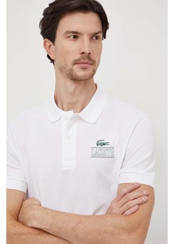 Lacoste polo męski kolor biały z nadrukiem ze sklepu ANSWEAR.com w kategorii T-shirty męskie - zdjęcie 165755863