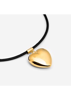 naszyjnik z sercem na rzemyku, srebrny pozłacany ze sklepu ANIA KRUK w kategorii Naszyjniki - zdjęcie 165763070