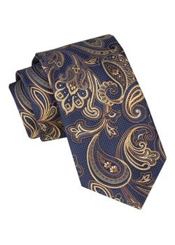Męski Krawat - Alties - Granatowe Tło ze Złotym Wzorem KRALTS1041 ze sklepu JegoSzafa.pl w kategorii Krawaty - zdjęcie 165783701