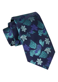 Męski Krawat - Alties - Kolorowe Liście, Granatowe Tło KRALTS1039 ze sklepu JegoSzafa.pl w kategorii Krawaty - zdjęcie 165783711