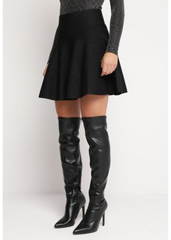 Czarna Rozkloszowana Spódnica Mini z Metaliczną Nitką Traline ze sklepu Born2be Odzież w kategorii Spódnice - zdjęcie 165786444