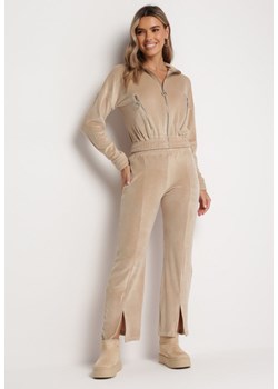 Beżowy 2-częściowy Komplet Dresowy z Bluzą i Spodniami Stellarina ze sklepu Born2be Odzież w kategorii Dresy damskie - zdjęcie 165786473