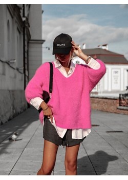 Sweter Xawier Premium Amarantowy ze sklepu Lisa Mayo w kategorii Swetry damskie - zdjęcie 165790382