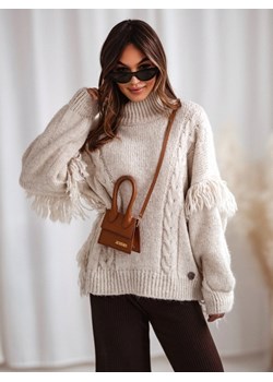 Sweter Augustin Boho Kremowy ze sklepu Lisa Mayo w kategorii Swetry damskie - zdjęcie 165790454