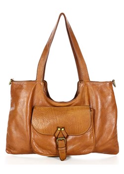 Torebka shopperka skórzana miejska retro bag - MARCO MAZZINI brąz camel ze sklepu Verostilo w kategorii Torby Shopper bag - zdjęcie 165790734