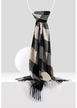 Ciepły czarno-beżowy szal w kratę ze sklepu Molton w kategorii Szaliki i chusty damskie - zdjęcie 165792571