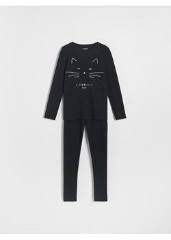 Reserved - Bawełniana dwuczęściowa piżama - czarny ze sklepu Reserved w kategorii Piżamy dziecięce - zdjęcie 165794183