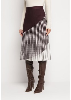 Brązowa Rozkloszowana Spódnica Midi w Kratę Azzuro ze sklepu Born2be Odzież w kategorii Spódnice - zdjęcie 165794912