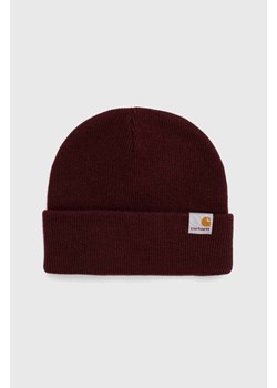 Carhartt WIP czapka Stratus Hat Low kolor bordowy z grubej dzianiny I025741.826XX ze sklepu PRM w kategorii Czapki zimowe damskie - zdjęcie 165796790