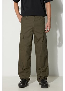 Carhartt WIP spodnie bawełniane Regular Cargo Pant kolor zielony proste I032467.6302 ze sklepu PRM w kategorii Spodnie męskie - zdjęcie 165796984