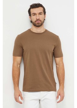 BOSS t-shirt bawełniany kolor brązowy ze sklepu ANSWEAR.com w kategorii T-shirty męskie - zdjęcie 165797082