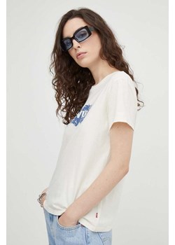 Levi&apos;s t-shirt bawełniany damski kolor beżowy ze sklepu ANSWEAR.com w kategorii Bluzki damskie - zdjęcie 165800590