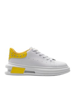 Biało żółte sneakersy damskie Taranto białe ze sklepu ButyModne.pl w kategorii Buty sportowe damskie - zdjęcie 165803682