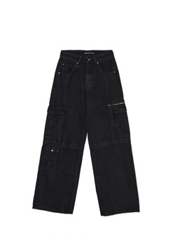 Cropp - Czarne jeansy wide leg cargo - czarny ze sklepu Cropp w kategorii Jeansy damskie - zdjęcie 165809092