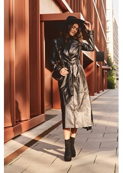 Botki Masywny Obcas Platforma Zamsz Czarne Abnous NS293P ze sklepu ZAZOO w kategorii Botki - zdjęcie 165813241