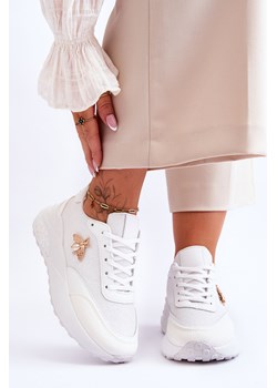 Buty Sportowe Błyszczące Ozdoba Białe Seneca ze sklepu ZAZOO w kategorii Buty sportowe damskie - zdjęcie 165815020