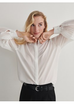 Reserved - Koszula z ozdobnymi rękawmi - złamana biel ze sklepu Reserved w kategorii Koszule damskie - zdjęcie 165867060
