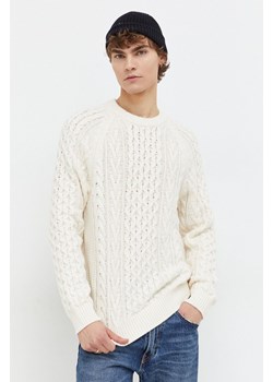 Abercrombie &amp; Fitch sweter z domieszką wełny męski kolor beżowy ze sklepu ANSWEAR.com w kategorii Swetry męskie - zdjęcie 165867662