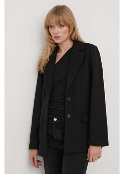 Abercrombie &amp; Fitch kurtka z domieszką wełny kolor czarny przejściowa ze sklepu ANSWEAR.com w kategorii Kurtki damskie - zdjęcie 165867741