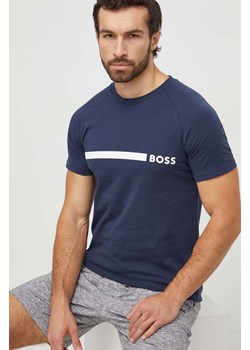 BOSS t-shirt bawełniany męski kolor granatowy z nadrukiem ze sklepu ANSWEAR.com w kategorii T-shirty męskie - zdjęcie 165868594