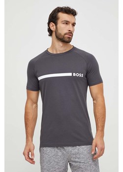 BOSS t-shirt bawełniany męski kolor szary z nadrukiem ze sklepu ANSWEAR.com w kategorii T-shirty męskie - zdjęcie 165868604