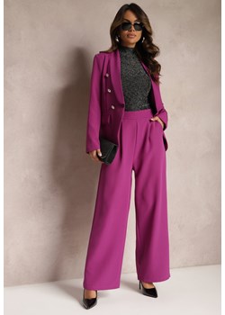 Fioletowe Szerokie Spodnie w Eleganckim Stylu Hanessame ze sklepu Renee odzież w kategorii Spodnie damskie - zdjęcie 165870383