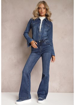 Granatowe Jeansy Dzwony z Regularnym Stanem Valarya ze sklepu Renee odzież w kategorii Jeansy damskie - zdjęcie 165870412