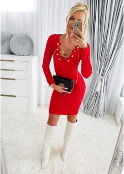 Sukienka Lena Łańcuszki Czerwona ze sklepu Iwette Fashion w kategorii Sukienki - zdjęcie 165878151