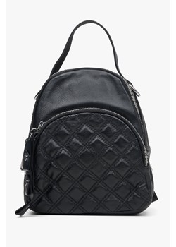 Estro: Mały miejski plecak damski ze skóry w kolorze czarnym ze sklepu Estro w kategorii Plecaki - zdjęcie 165879474