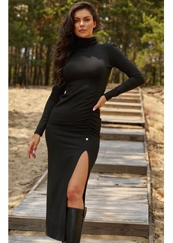 Długa sukienka z rozcięciem czarna NU450, Kolor czarny, Rozmiar S, NUMINOU ze sklepu Primodo w kategorii Sukienki - zdjęcie 165882161