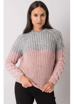 Sweter damski klasyczny szaro różowy TO-SW-666.03, Kolor szaro-różowy, Rozmiar one size ze sklepu Primodo w kategorii Swetry damskie - zdjęcie 165882204