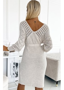 Sweterkowa sukienka beżowa 507-1, Kolor beżowy, Rozmiar one size, NUMOCO BASIC ze sklepu Primodo w kategorii Sukienki - zdjęcie 165882241