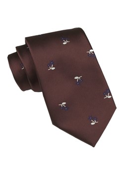 Krawat Męski - Alties - Brąz Czekoladowy, Drobne Kwiatki KRALTS1010 ze sklepu JegoSzafa.pl w kategorii Krawaty - zdjęcie 165883454