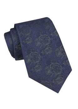 Krawat Męski - Alties - Granatowy w Grafitowe Róże KRALTS1024 ze sklepu JegoSzafa.pl w kategorii Krawaty - zdjęcie 165883464